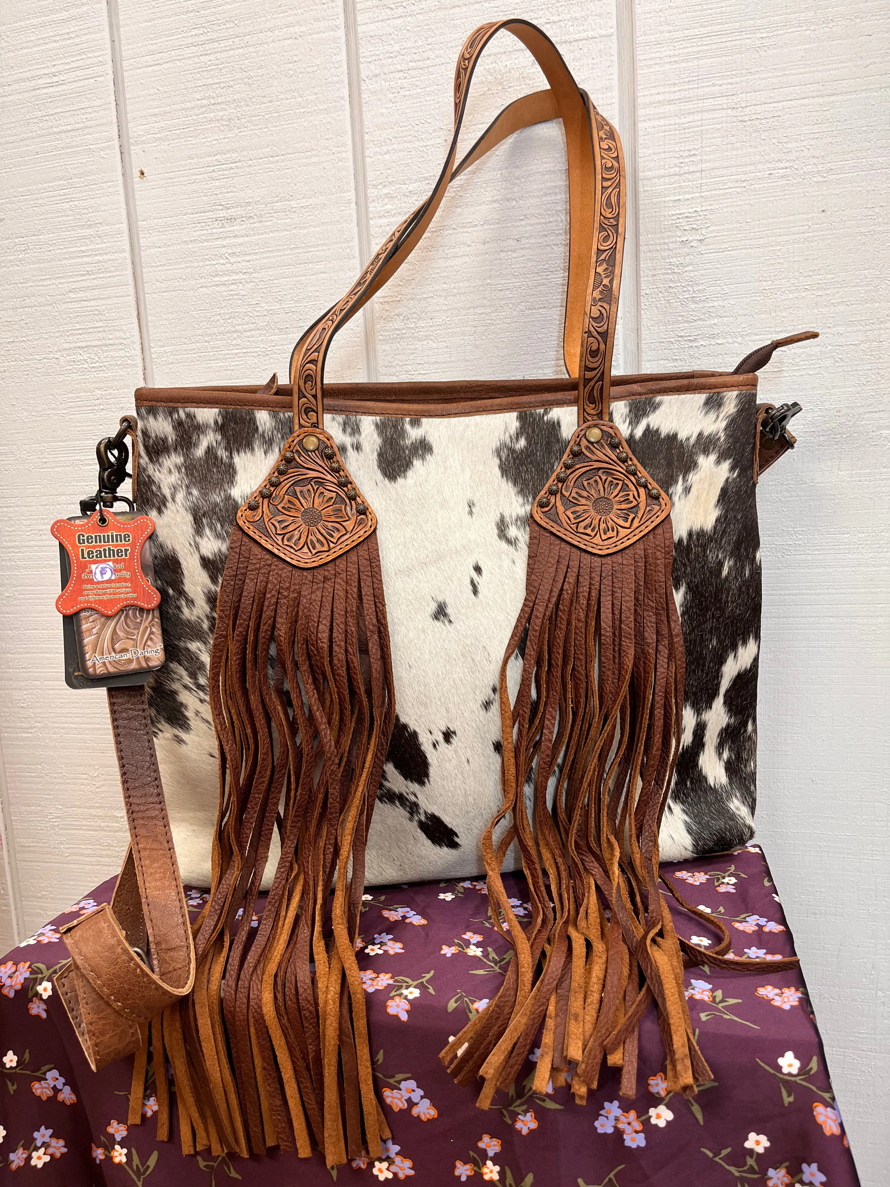 American Darling Cowhide Hair-On Concealed Carry Tote Purse ADBG1045