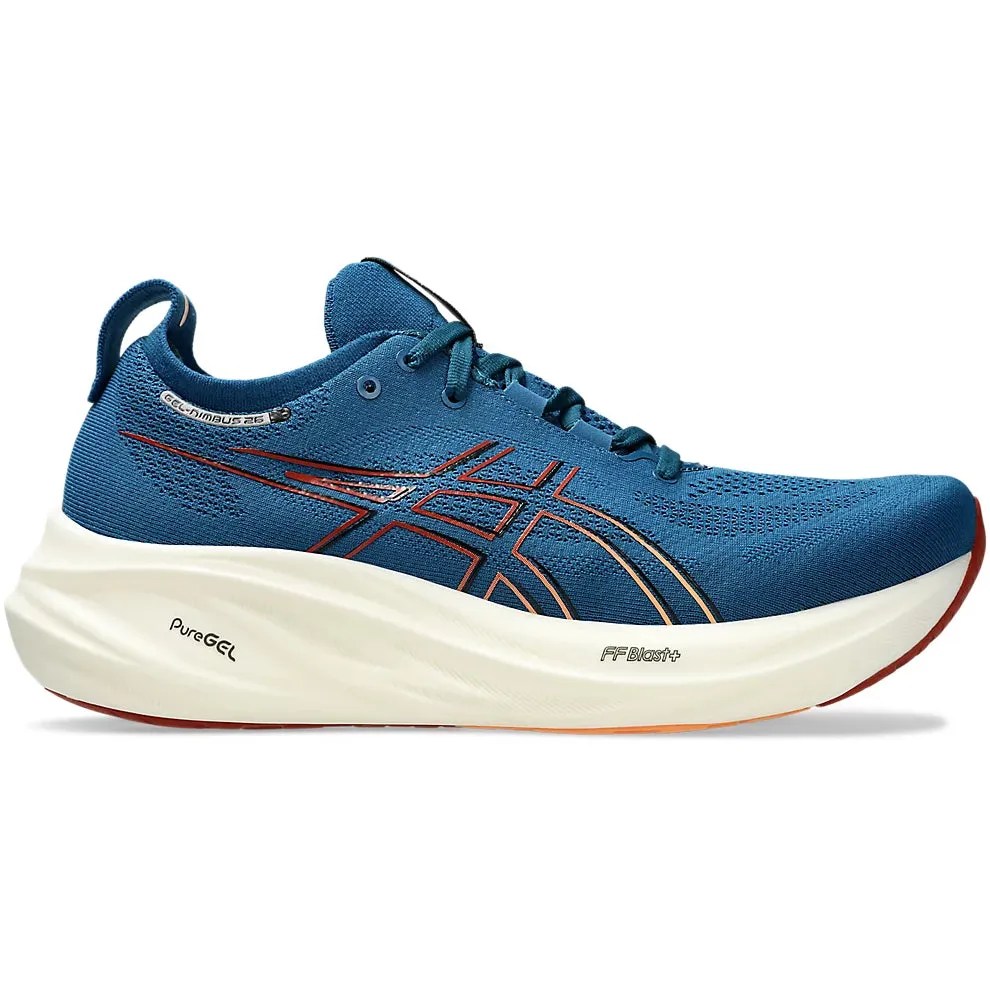 Asics Men's Gel-Nimbus 26 Running Shoes Rich Navy / Faded Orange