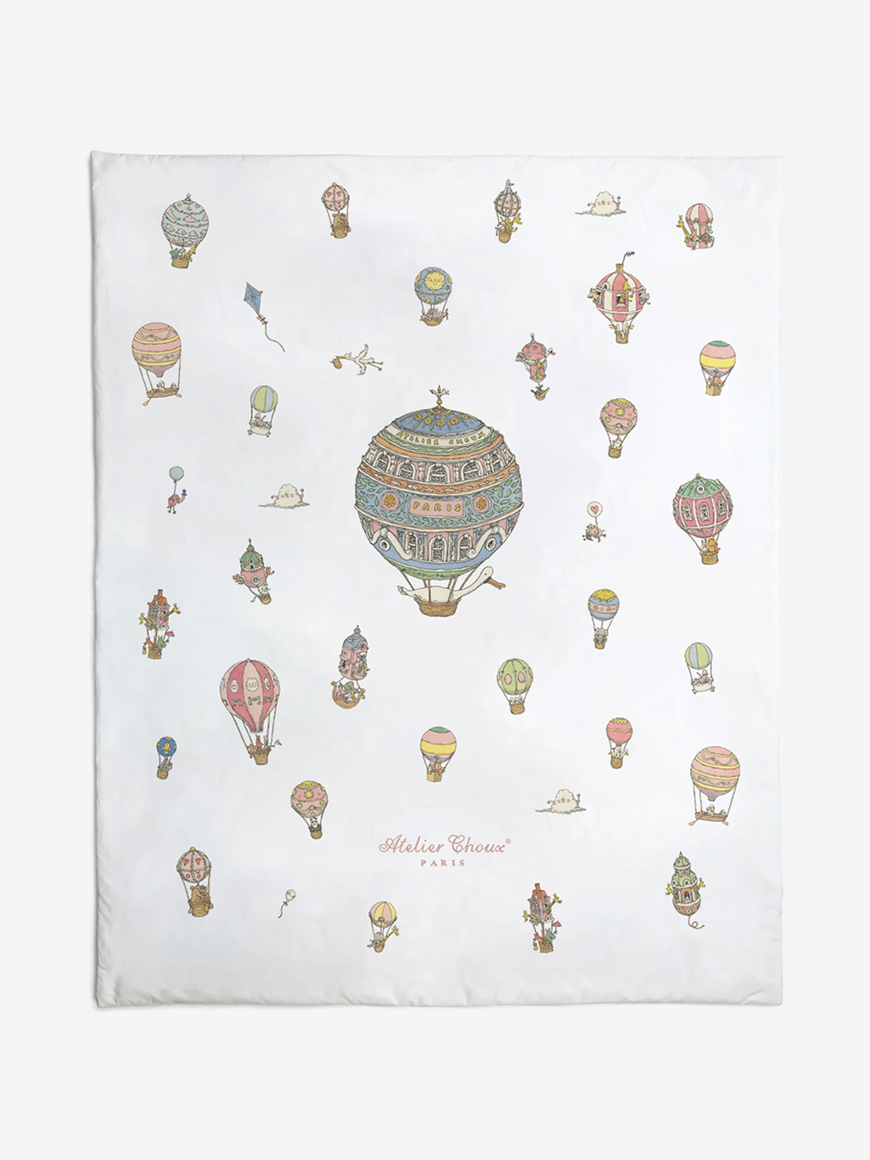 Atelier Choux Baby Reversible Hot Air Balloons / Carousel Quilt in Blu