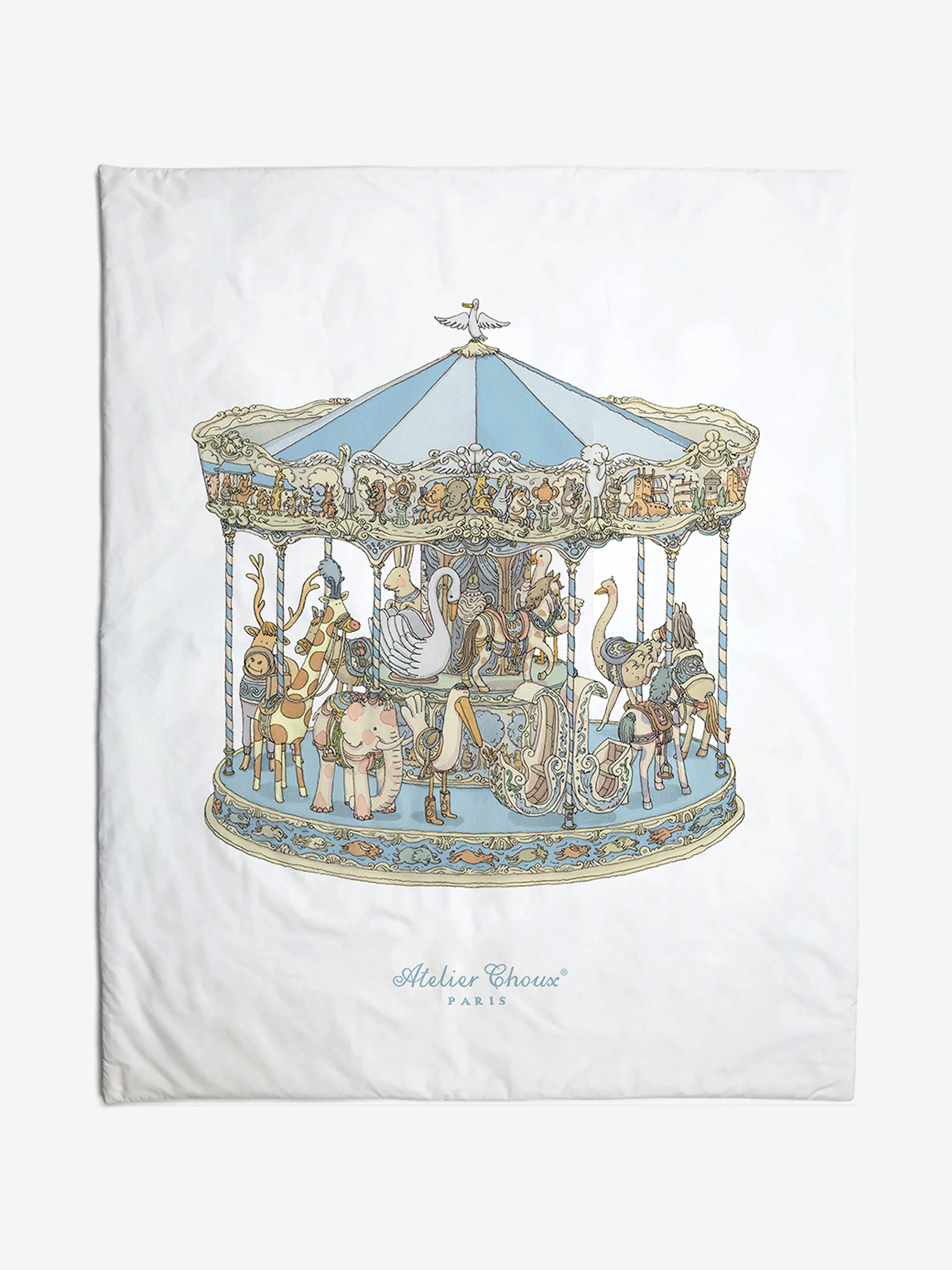 Atelier Choux Baby Reversible Hot Air Balloons / Carousel Quilt in Blu