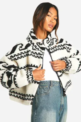 Aztec Print Teddy Jacket