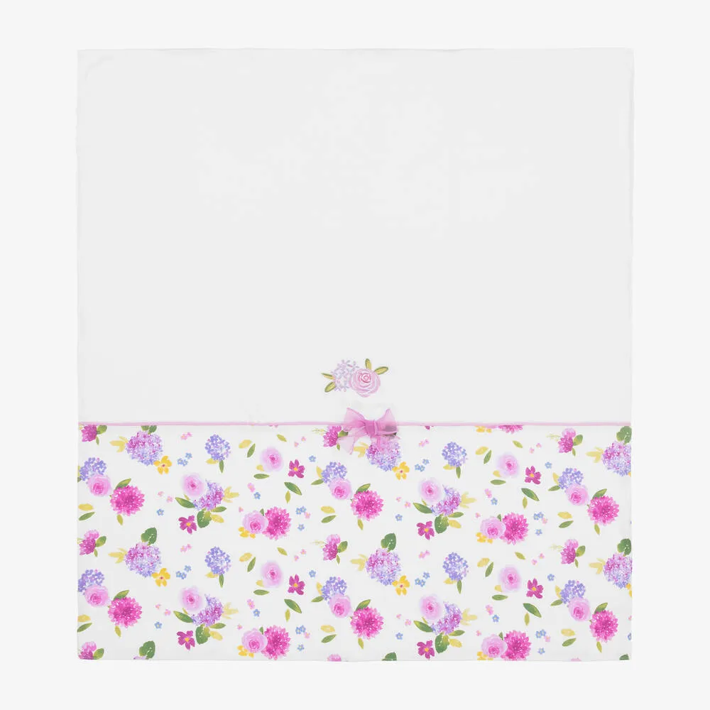 Baby Girls White Floral Blanket (88cm)