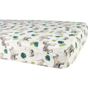 Bebe Au Lait Premium Cotton Muslin Crib Sheet, Jungle