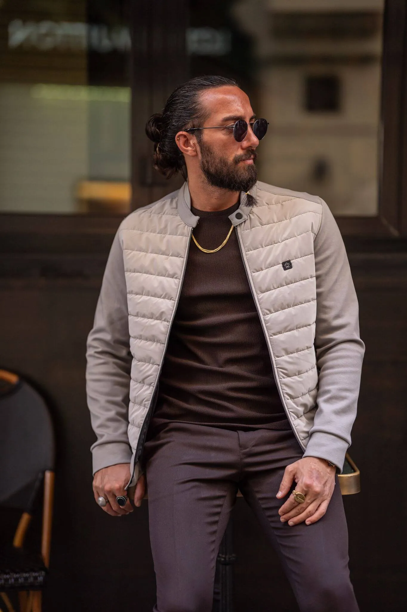 Beige Quilted Jacket