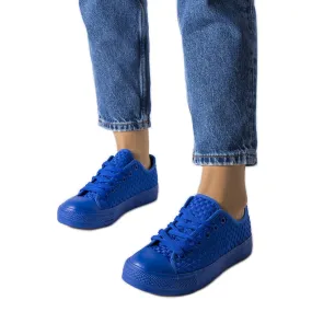 Blue sneakers in woven fabric from Thibodeau