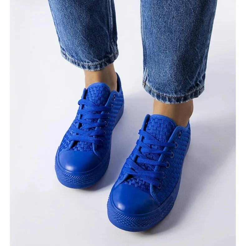 Blue sneakers in woven fabric from Thibodeau