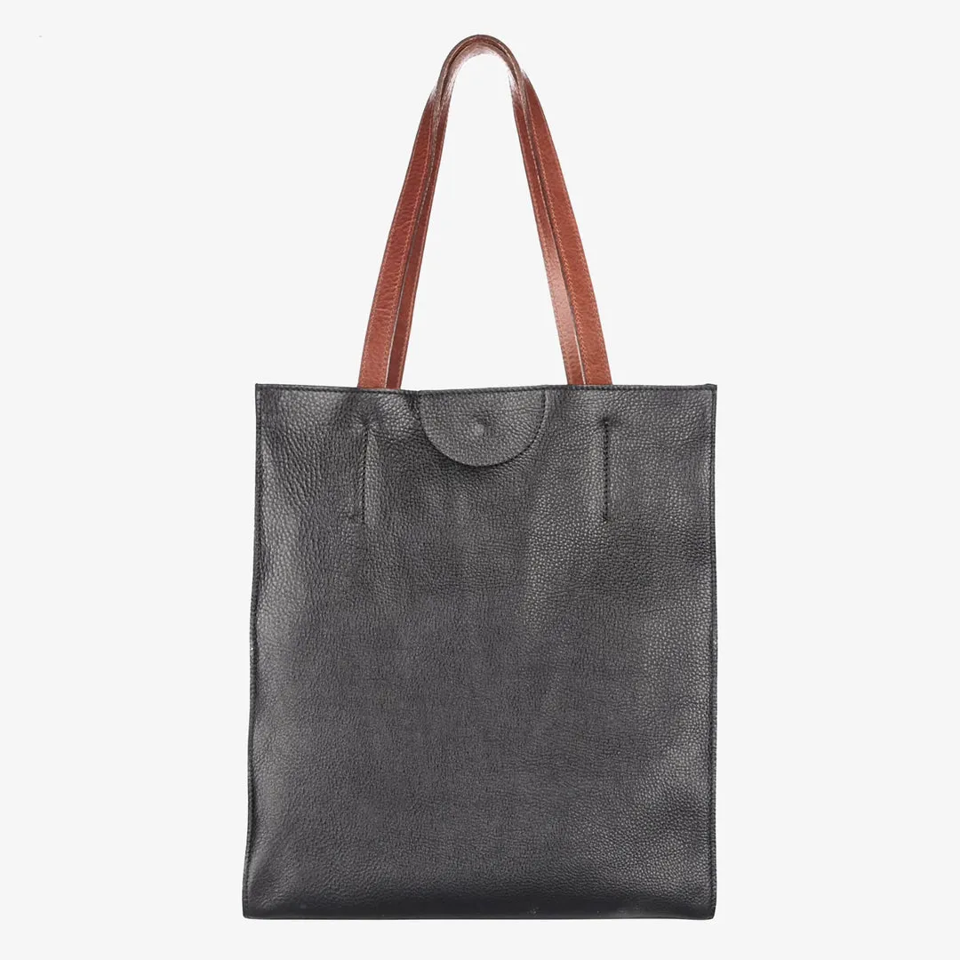 Brave Giovana Nappa Leather Tote in Black Cervo