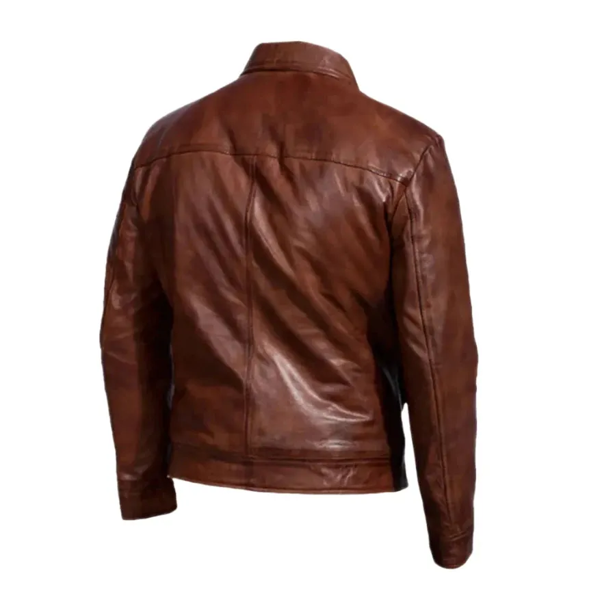 Brown Trucker Leather Jacket