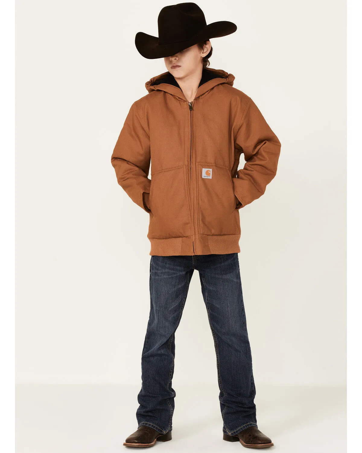 Carhartt Boys' Active Flannel Quilt Lined Hooded Jacket