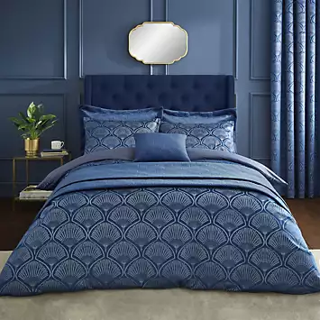 Catherine Lansfield Navy Art Deco Pearl Duvet Cover Set | Kaleidoscope