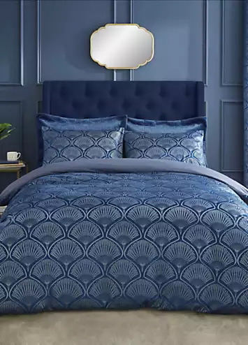 Catherine Lansfield Navy Art Deco Pearl Duvet Cover Set | Kaleidoscope