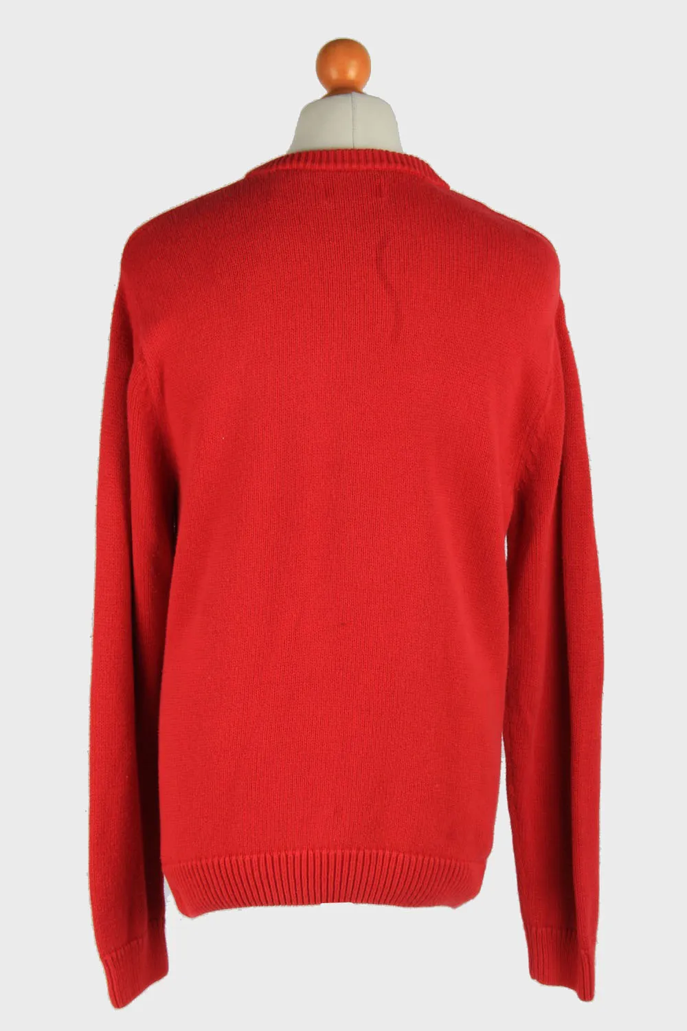 Chaps Crew Neck Jumper Pullover 90s Red L - Pepper Tree London