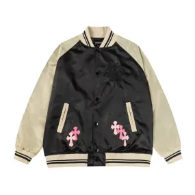 Chrome Hearts Black Beige Varsity Jacket