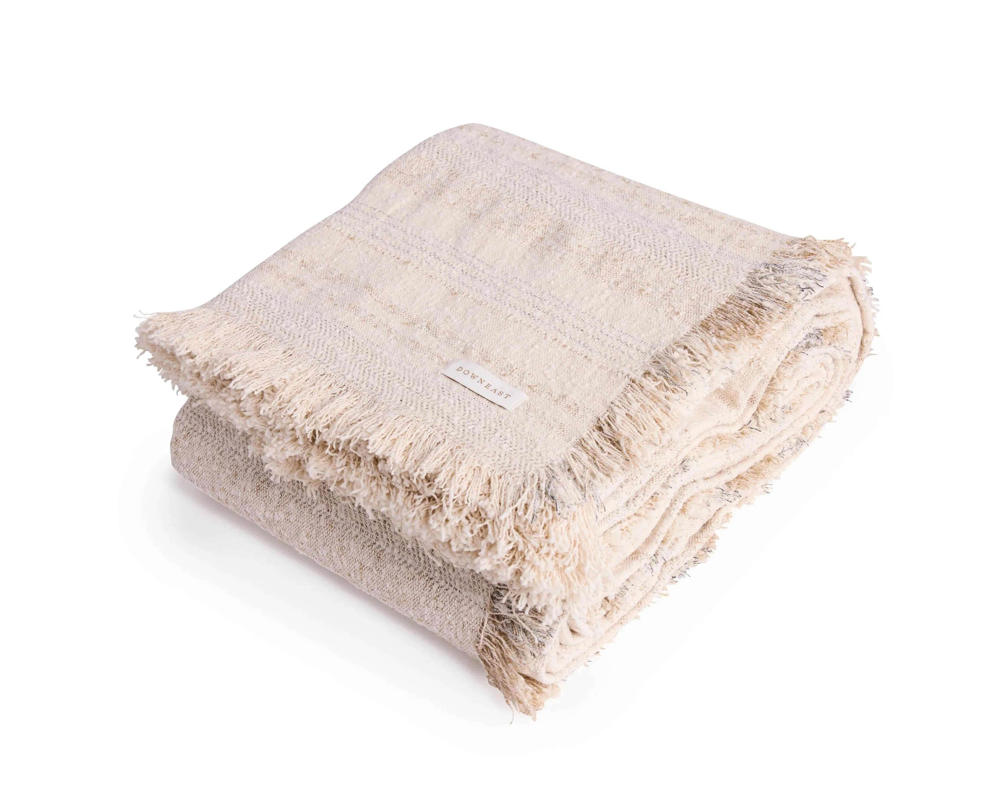 Cotton Striped Bed Blanket, Natural