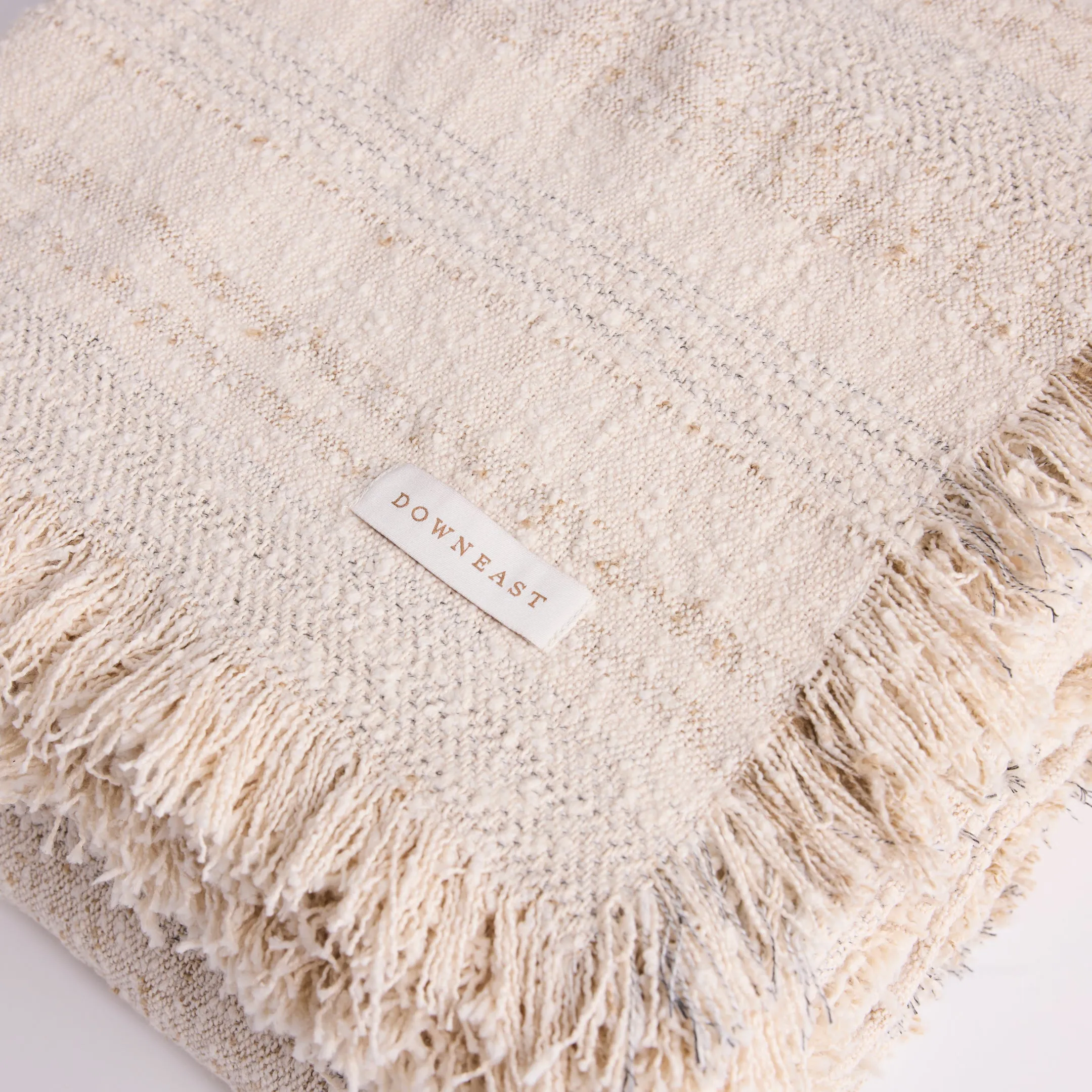 Cotton Striped Bed Blanket, Natural