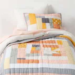 Crate&Barrel Gee's Bend Amir Amor Patchwork Organic Cotton Kids Twin Quilt