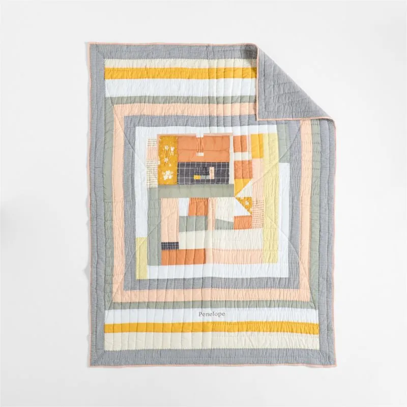 Crate&Barrel Gee's Bend Amir Amor Patchwork Organic Cotton Kids Twin Quilt