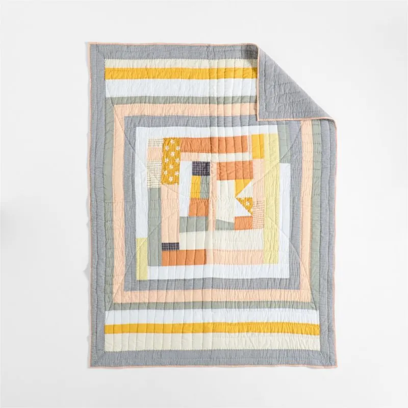 Crate&Barrel Gee's Bend Amir Amor Patchwork Organic Cotton Kids Twin Quilt