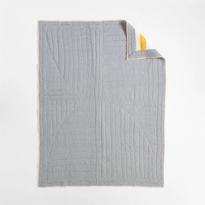 Crate&Barrel Gee's Bend Amir Amor Patchwork Organic Cotton Kids Twin Quilt