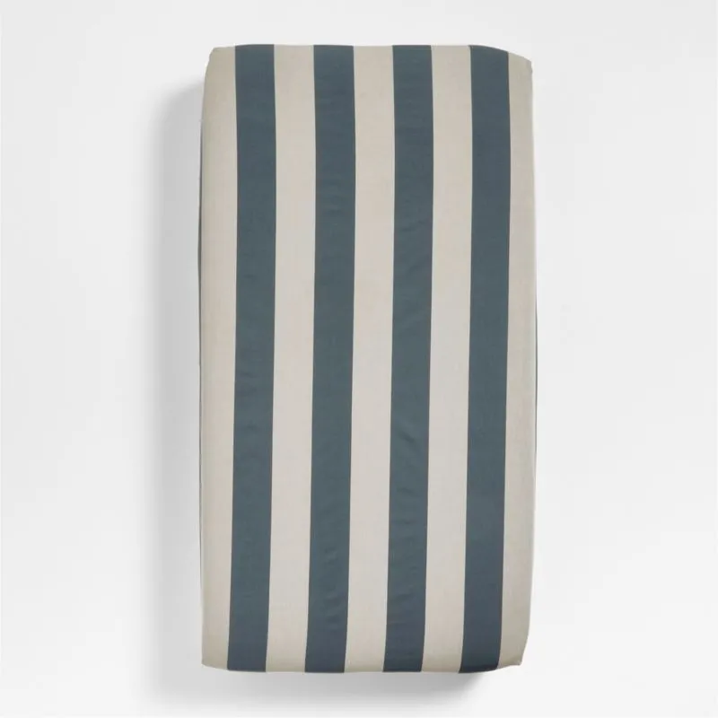 Crate&Barrel Riviera Slate Blue Stripe Organic Cotton Baby Crib Fitted Sheet