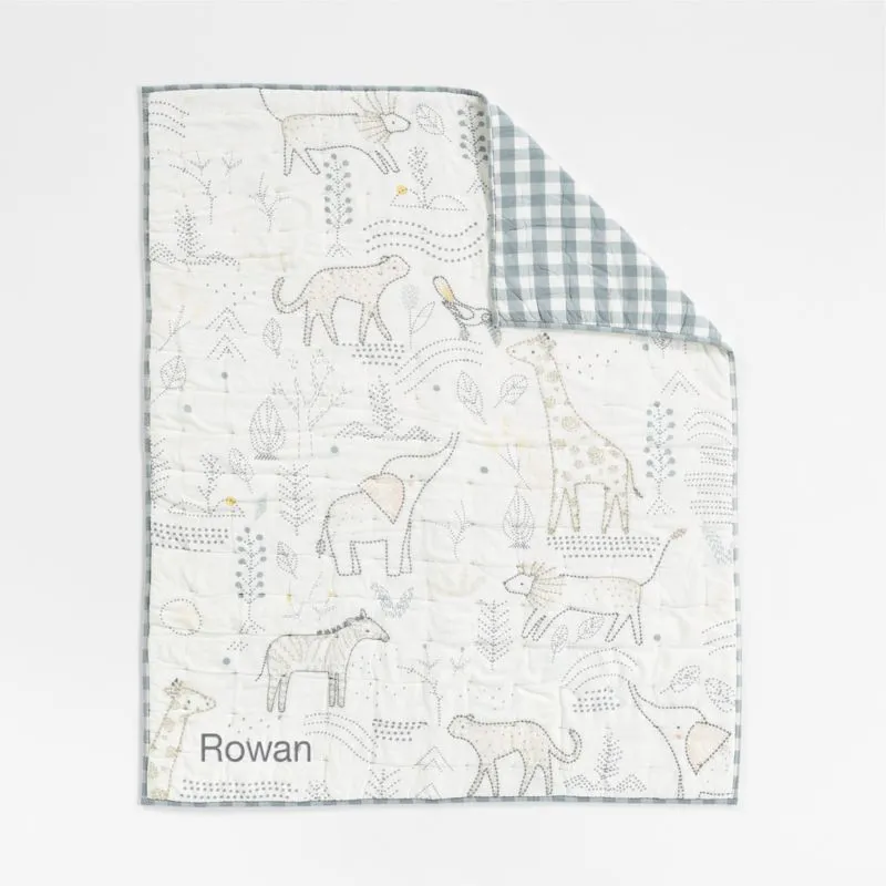 Crate&Barrel Safari Friends Gauze Organic Cotton Baby Crib Quilt