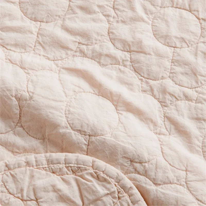 Crate&Barrel Sunwashed Shell Pink Daisy Organic Cotton Baby Crib Quilt