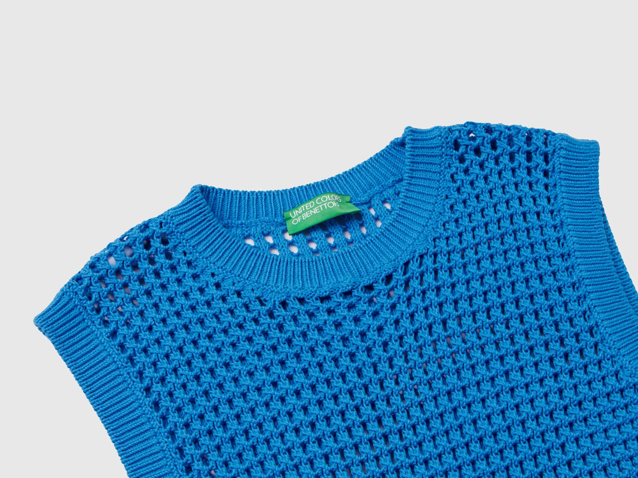 Cropped crochet vest - Blue | Benetton