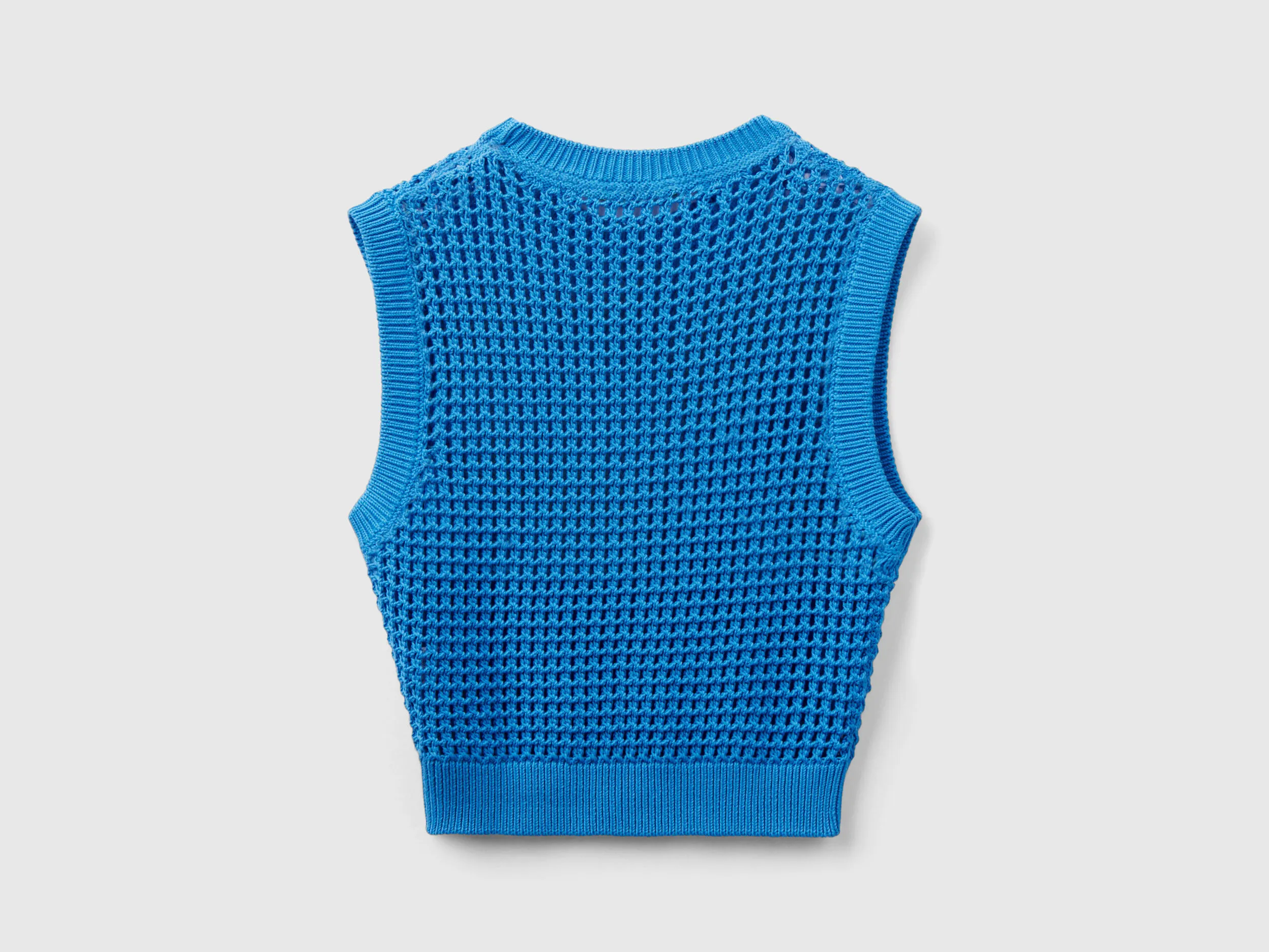 Cropped crochet vest - Blue | Benetton