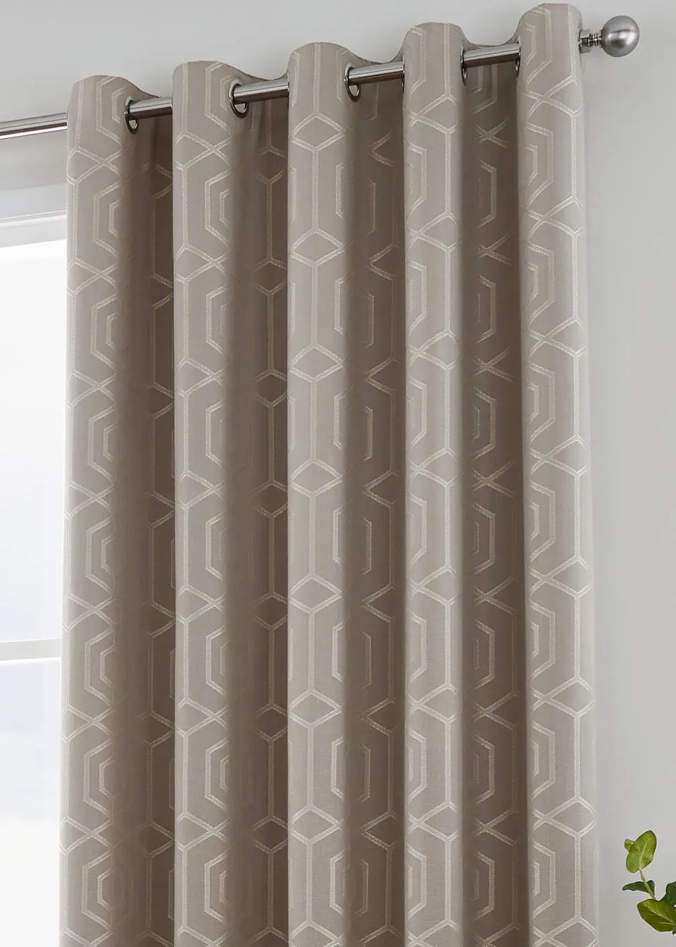 Curtina Camberwell Jacquard Stone Eyelet Curtains