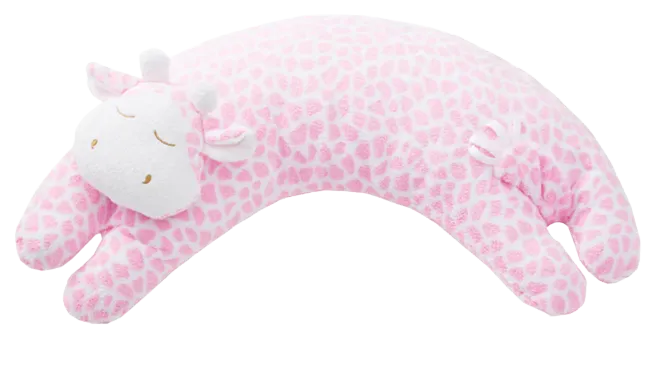 Curved Pillow, Pink Giraffe