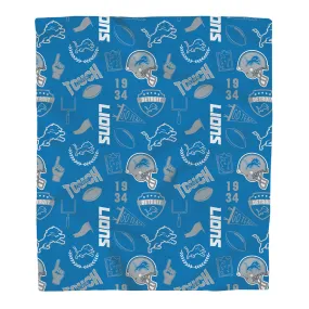 Detroit Lions Collage Icon Polar Fleece Throw Blanket