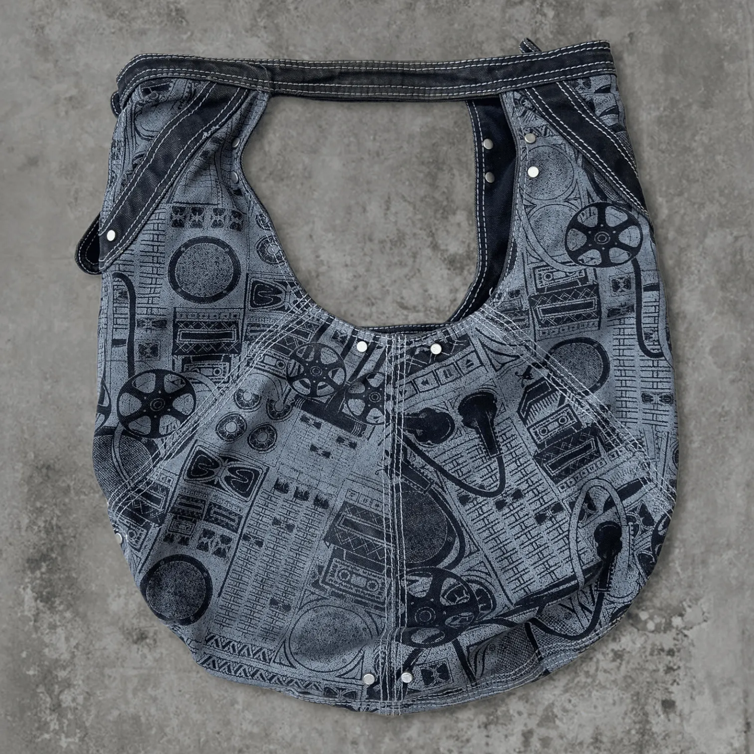 DIESEL GRAPHIC 'CIRCLE' DENIM SHOULDER BAG