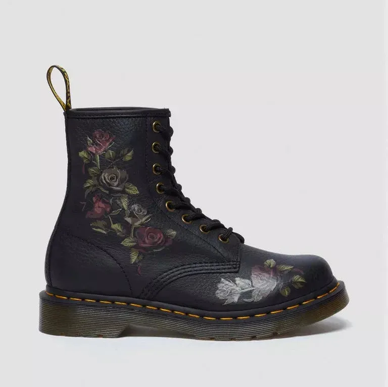 DR. MARTENS | BOTAS MUJER | 1460 BLACK DECAYED ROSES CLASSIC TUMBLED NAPPA BLACK | NEGRO