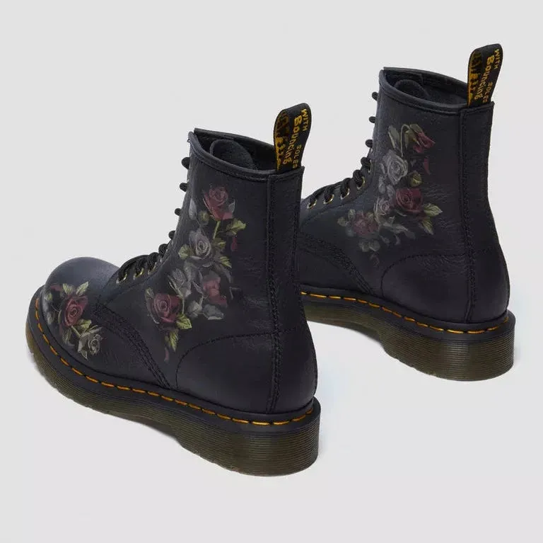 DR. MARTENS | BOTAS MUJER | 1460 BLACK DECAYED ROSES CLASSIC TUMBLED NAPPA BLACK | NEGRO