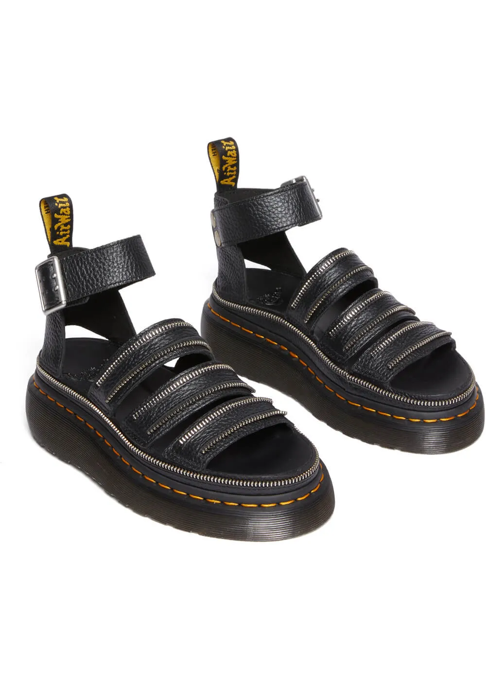 Dr. Martens Clarissa II Quad Zip Soft Leather Sandels Black