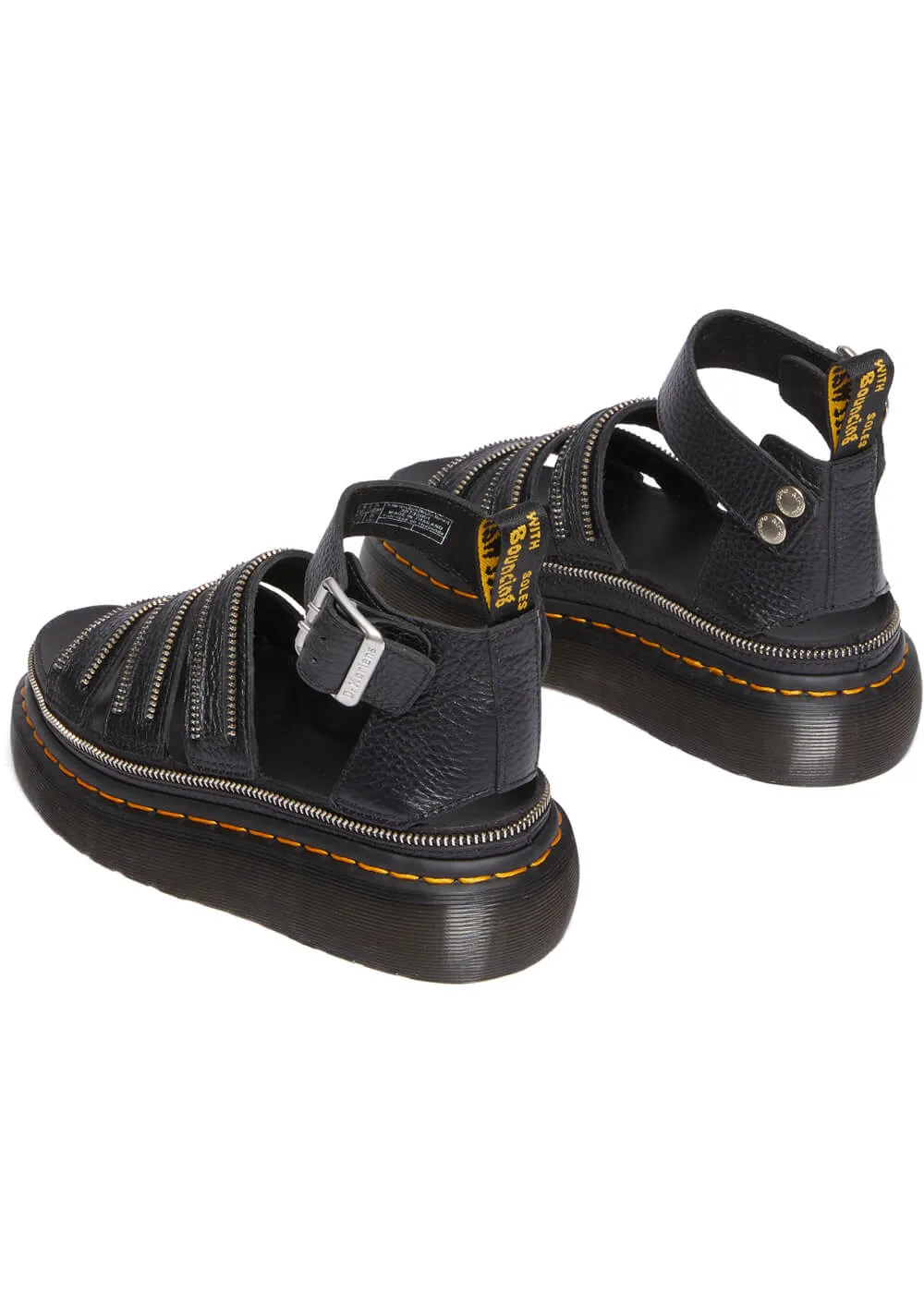 Dr. Martens Clarissa II Quad Zip Soft Leather Sandels Black