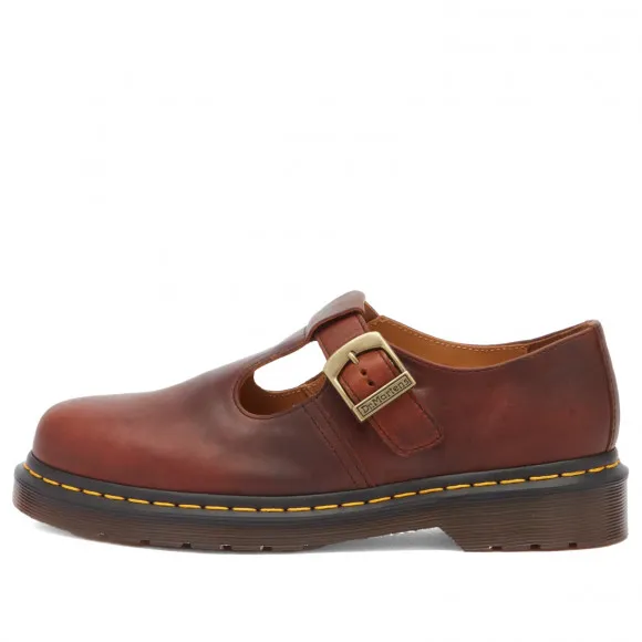 Dr. Martens Women's T-Bar Shoe Whiskey Regency Calf in Brown