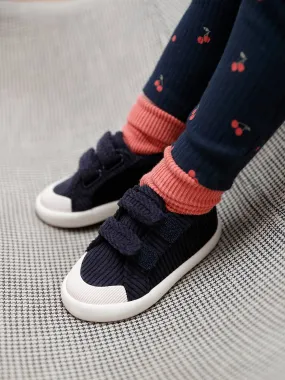 Fabric Trainers with Hook-&-Loop Straps for Babies - navy blue