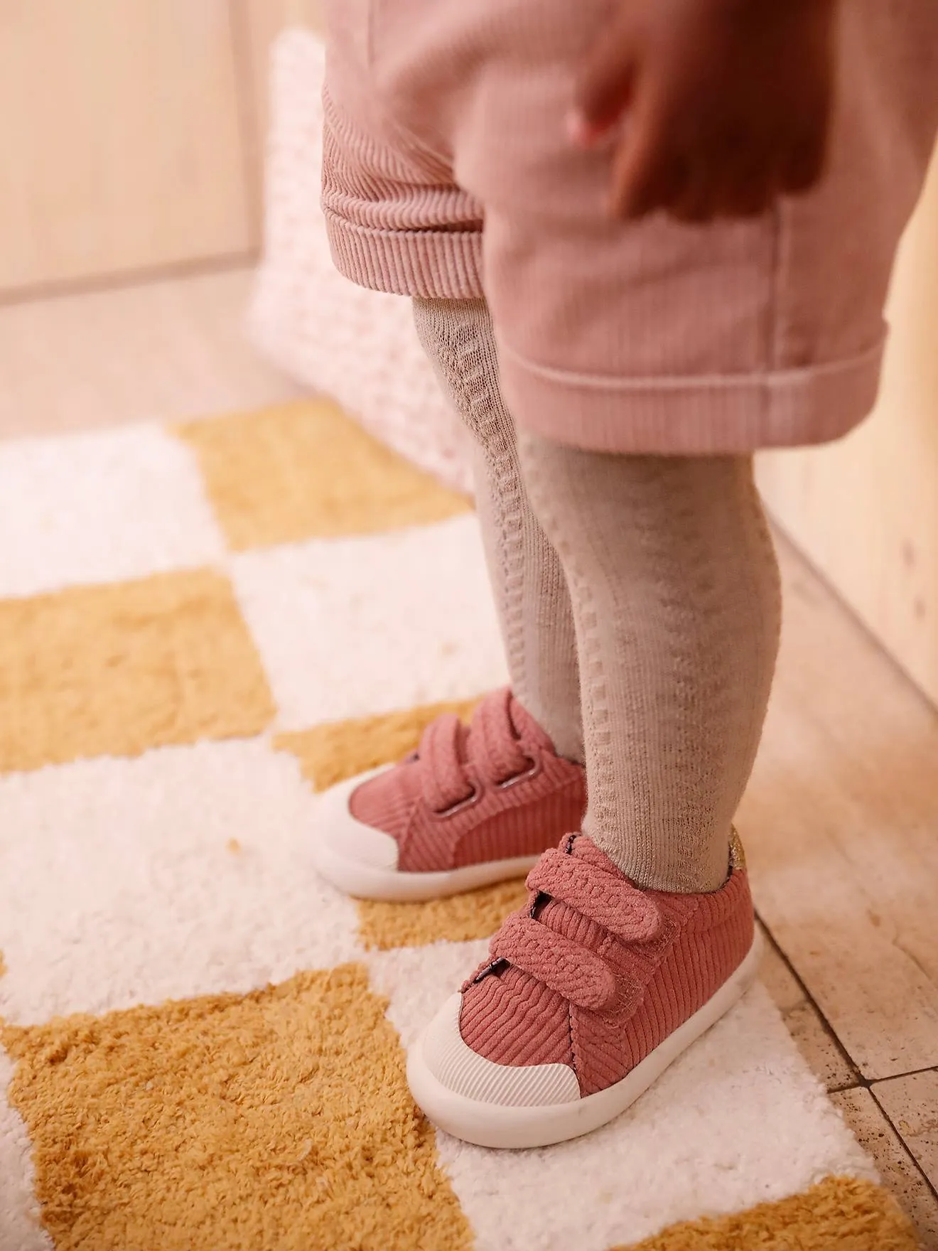 Fabric Trainers with Hook-&-Loop Straps for Babies - old rose