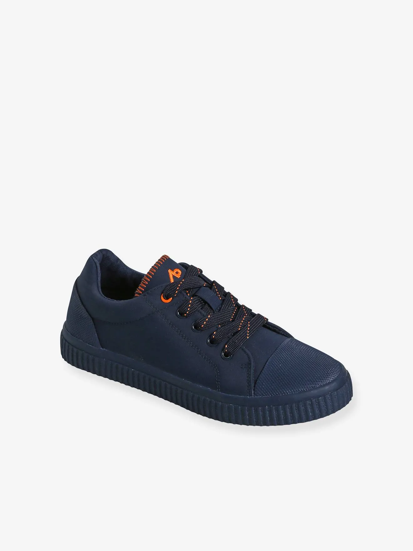 Fabric Trainers with Laces & Zip, for Children - navy blue