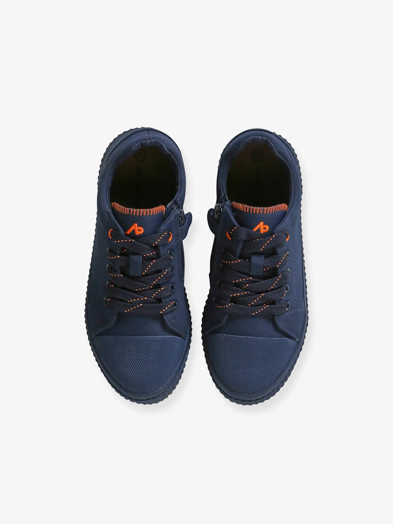 Fabric Trainers with Laces & Zip, for Children - navy blue