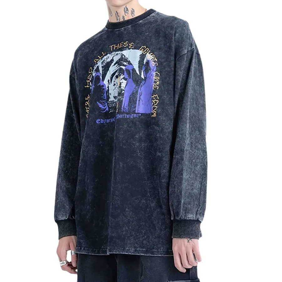 Fashion Cotton Men's Sweatshirts / Letter Print O-Neck Pullover in Gothic Style