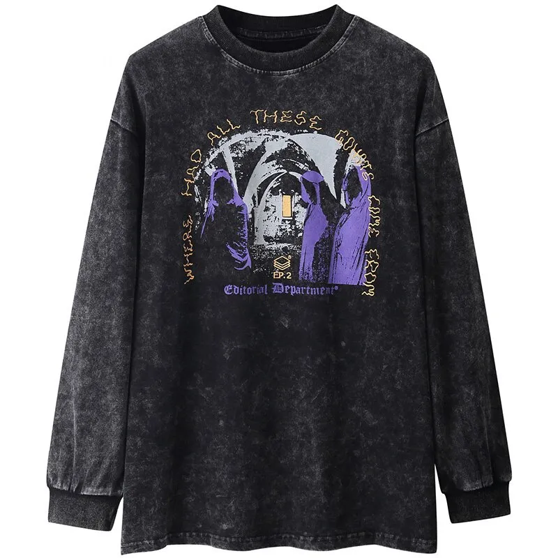 Fashion Cotton Men's Sweatshirts / Letter Print O-Neck Pullover in Gothic Style