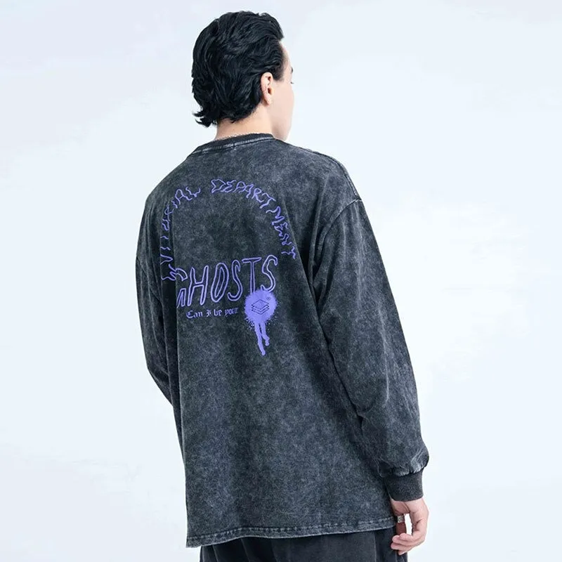 Fashion Cotton Men's Sweatshirts / Letter Print O-Neck Pullover in Gothic Style