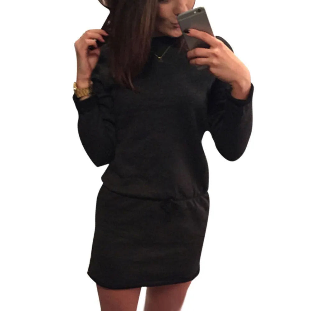 Fashion Women Casual Long Sleeve Dress Tee Pullover Evening Party Short Clubwear Dresses SM6