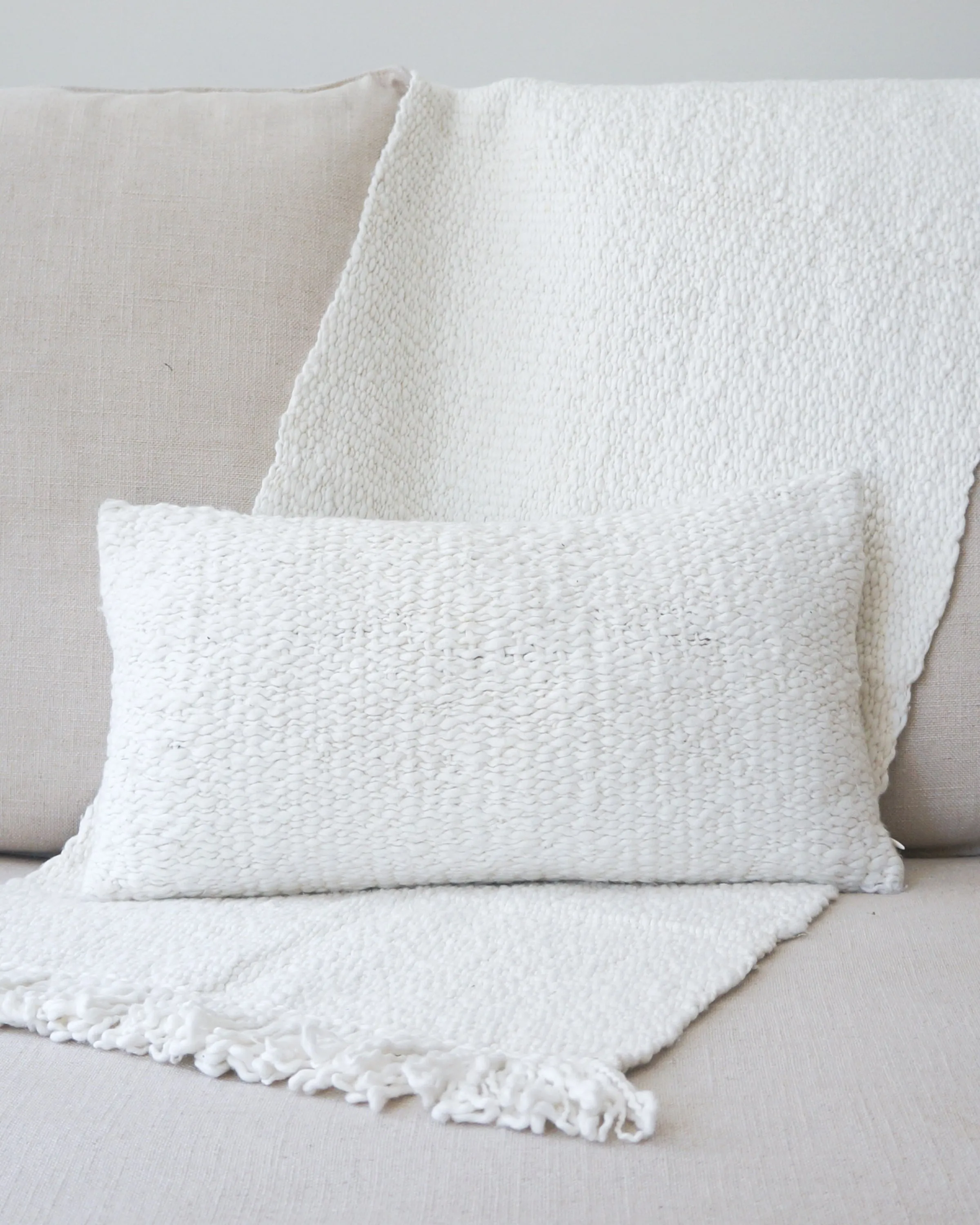 Flamme Fringe Blanket in Ivory