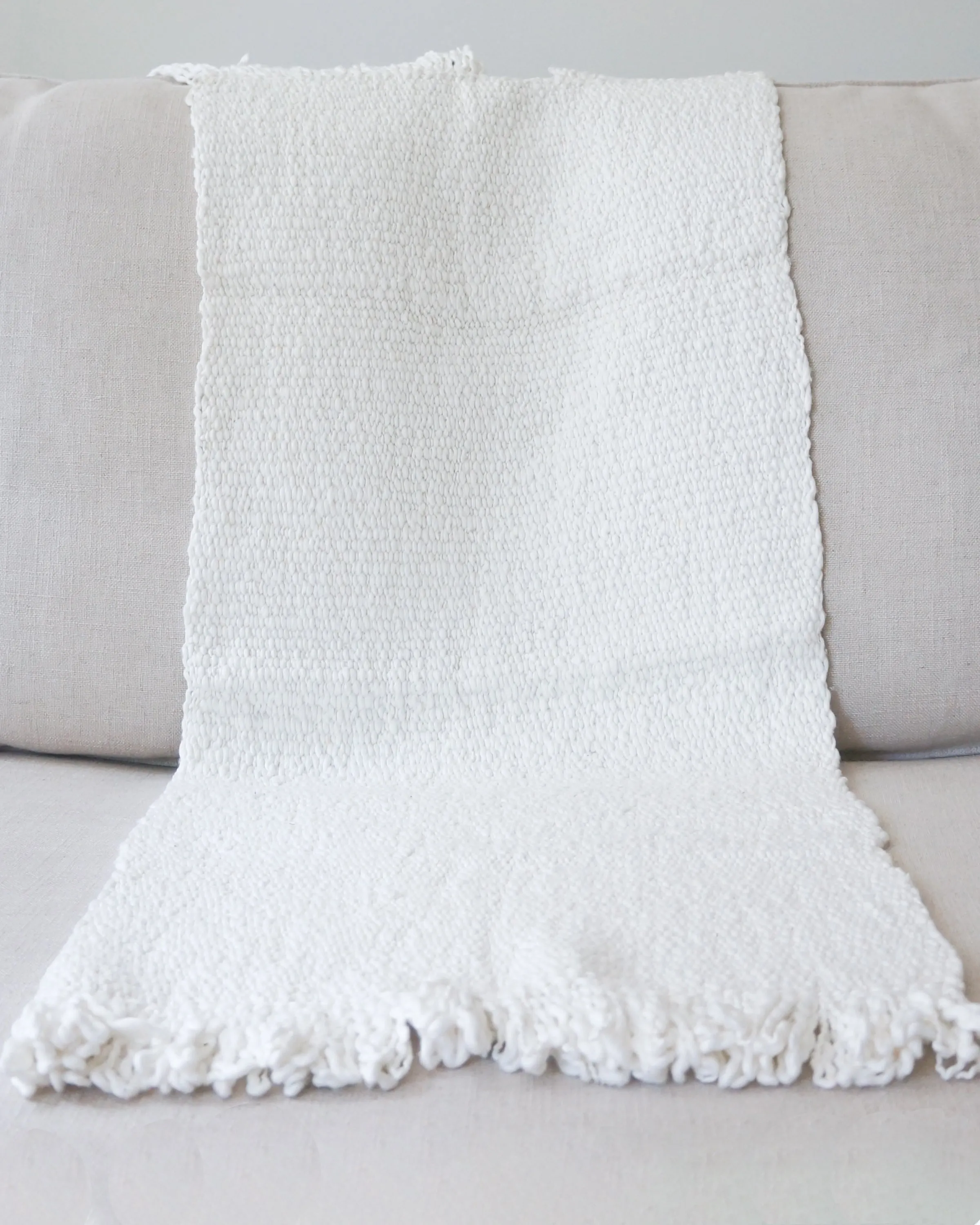 Flamme Fringe Blanket in Ivory