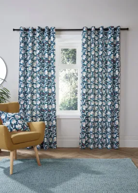 Fusion Luna Blue Eyelet Curtains