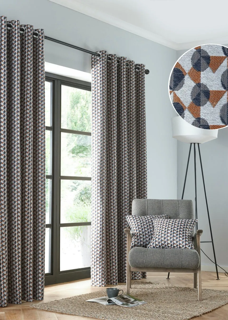 Fusion Prado Grey Eyelet Curtains