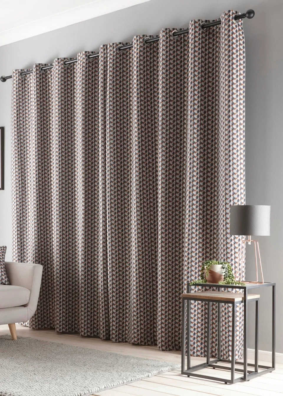 Fusion Prado Grey Eyelet Curtains